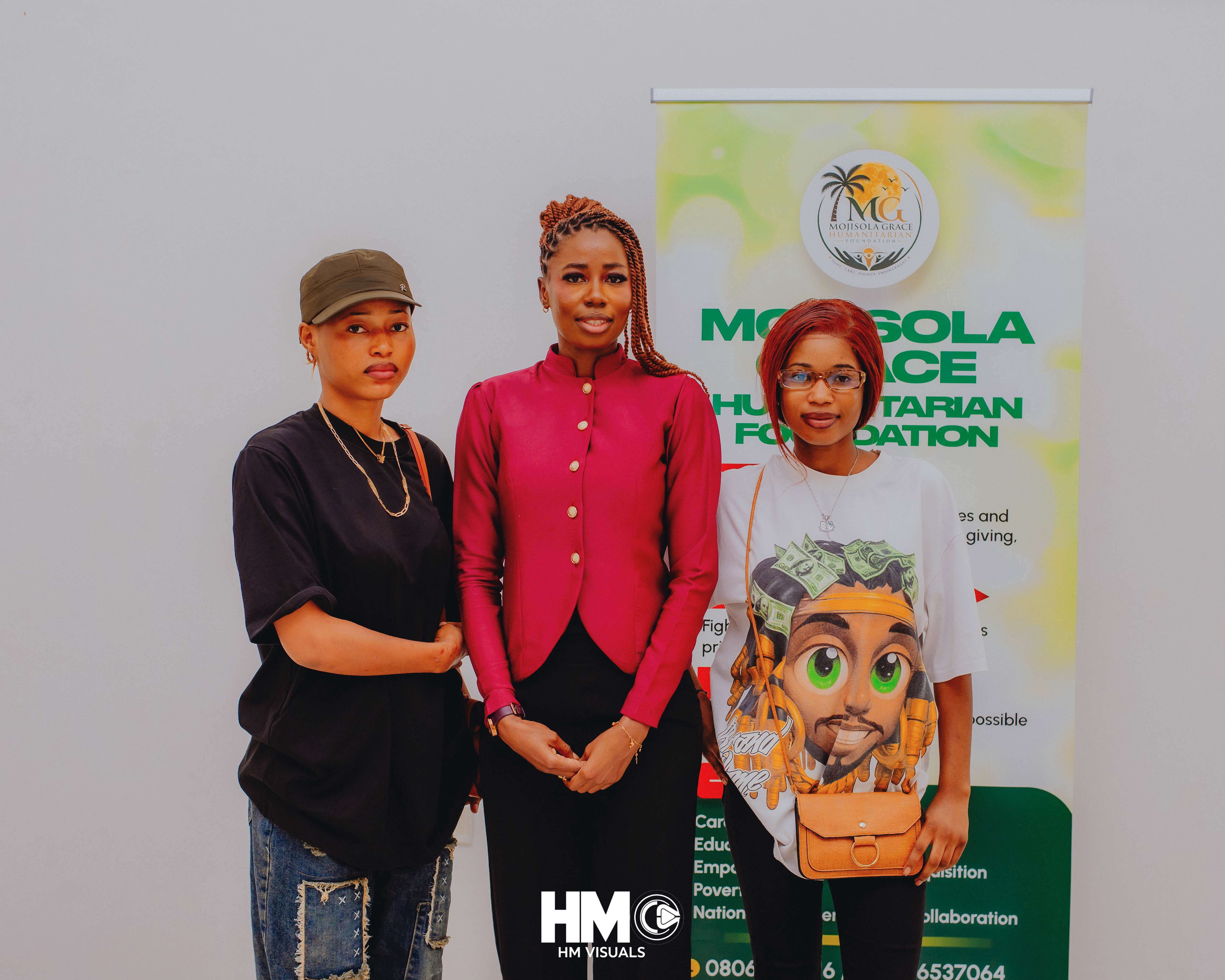 The Founder with Volunteers of Mojisola Grace Humanitarian Foundation during the Official Opening.