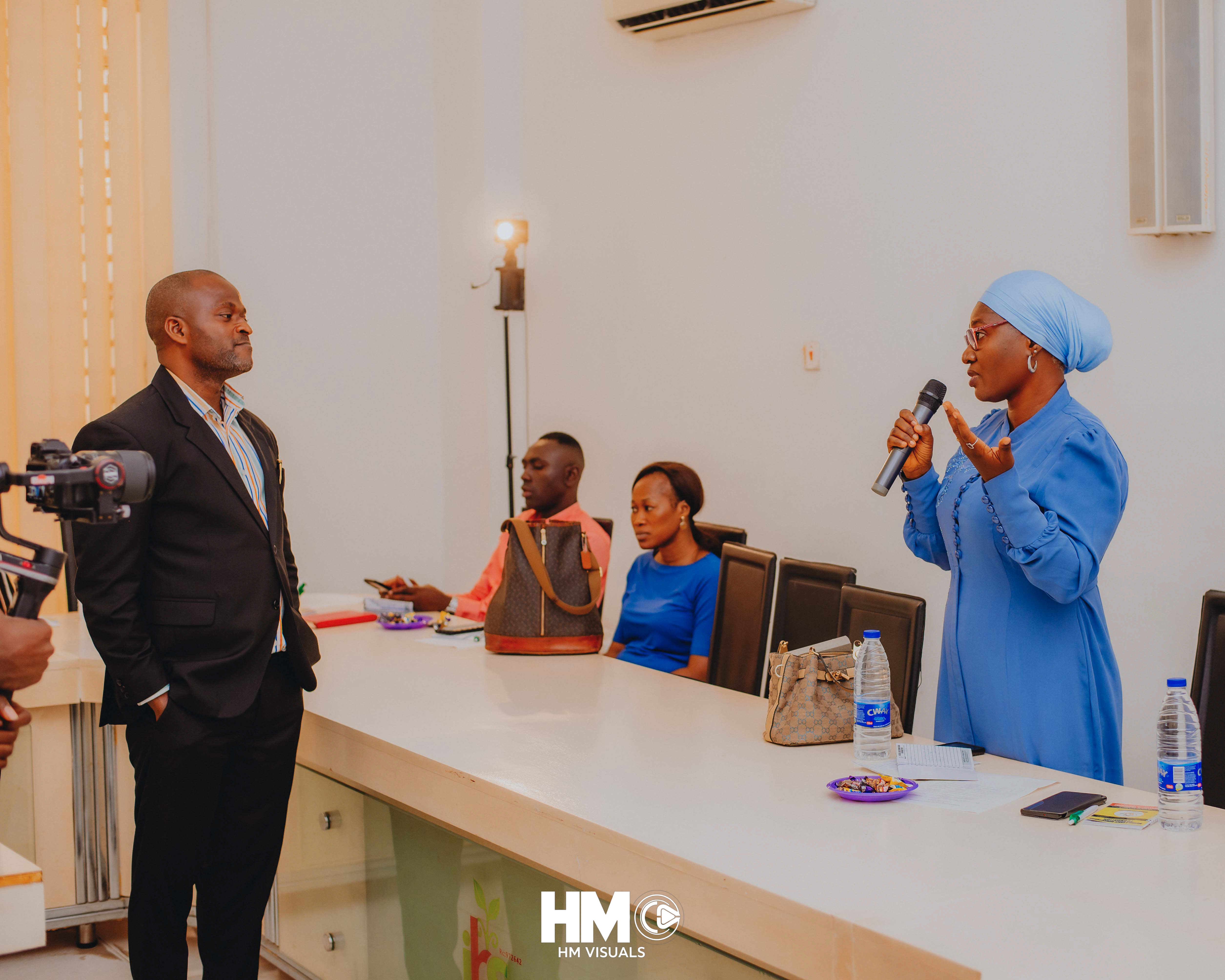 The Resource Person engaging with the Matron during the Official Opening of Mojisola Grace Humanitarian Foundation.